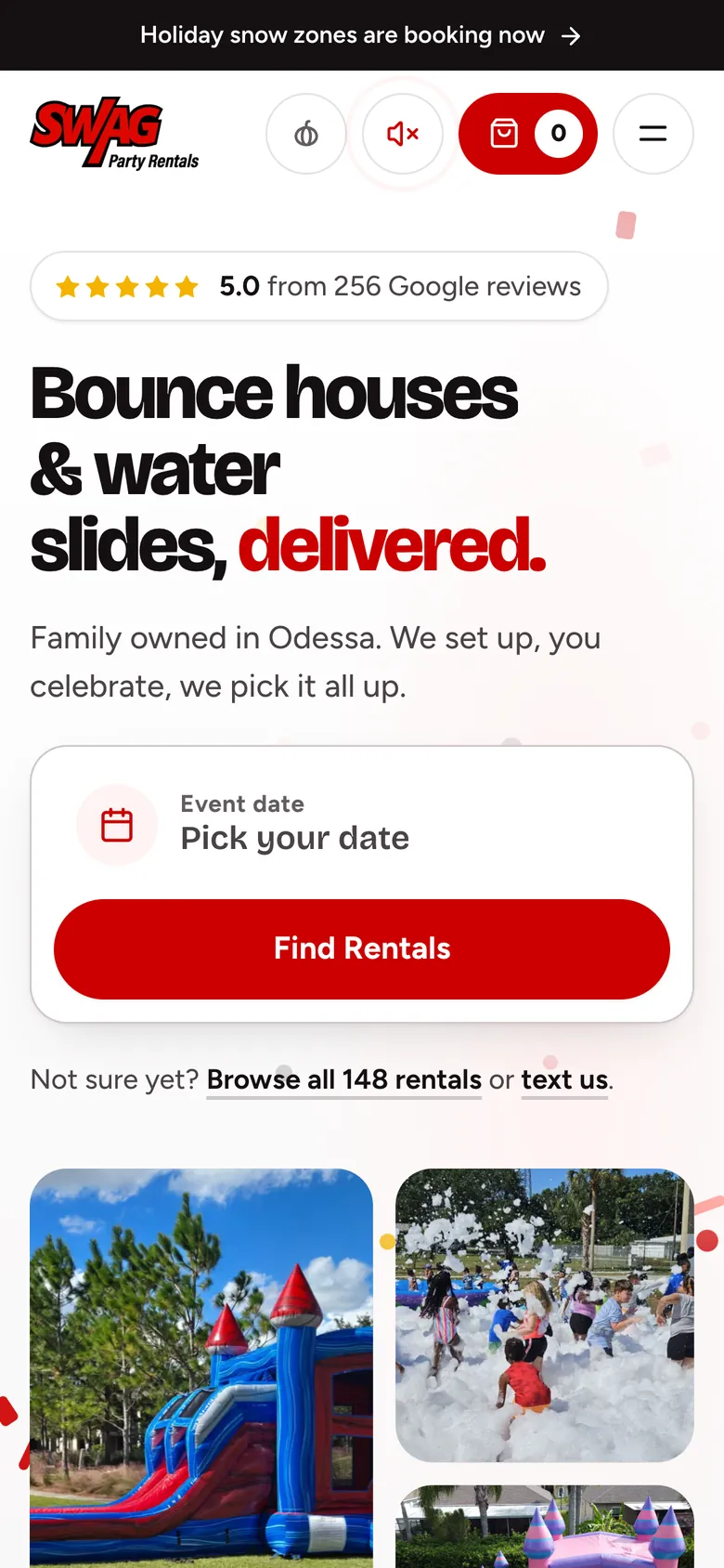 SWAG Party Rentals on a phone